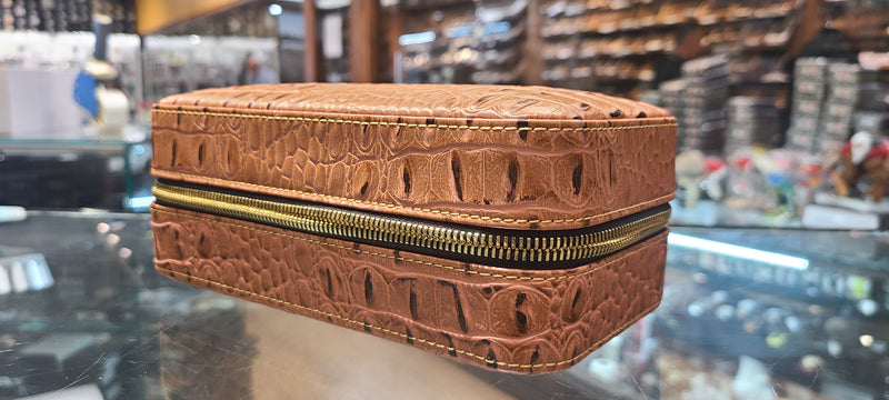 Deluxe Travel Humidor - Brown Croc Leather