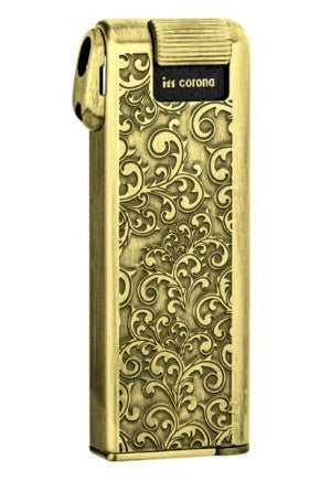 Antique Brass Plated w/ Etched Arabesque Pattern Lighter - by IM Corona - Pipe Master (33-2525)