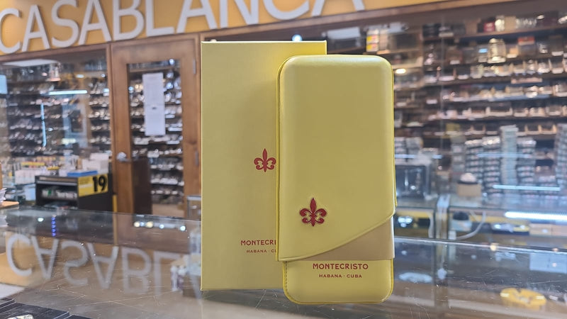 Montecristo - Yellow Leather Pouch - 3 Cigar Leather Case