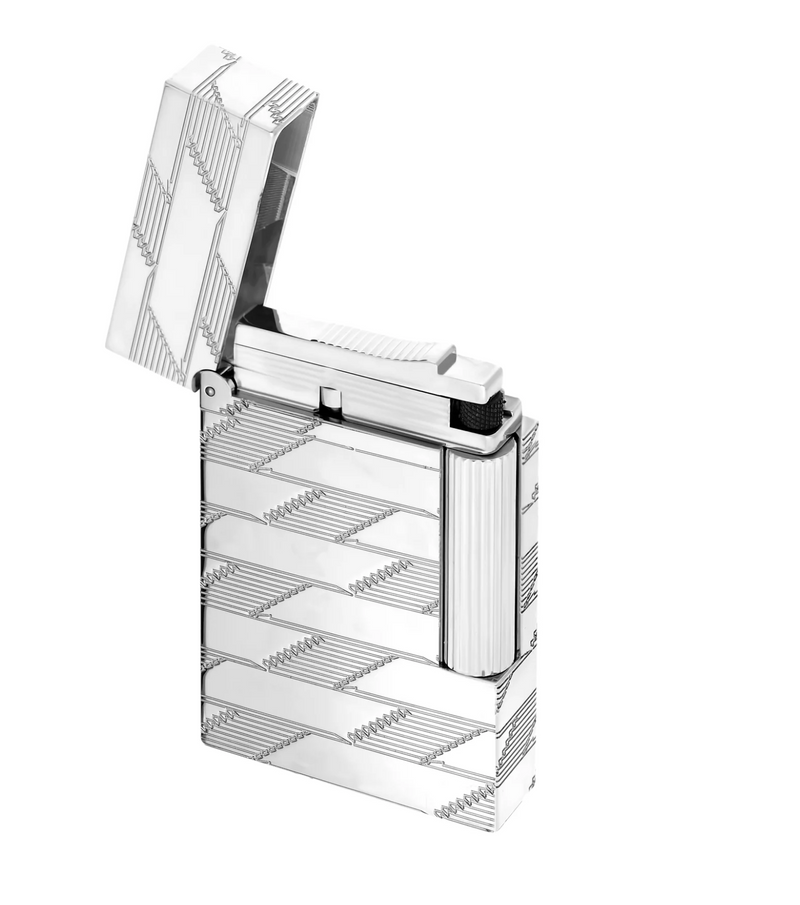 Ligne 2 - Monogram 1872 - Guilloche Lighter - Palladium Silver - S.T. Dupont