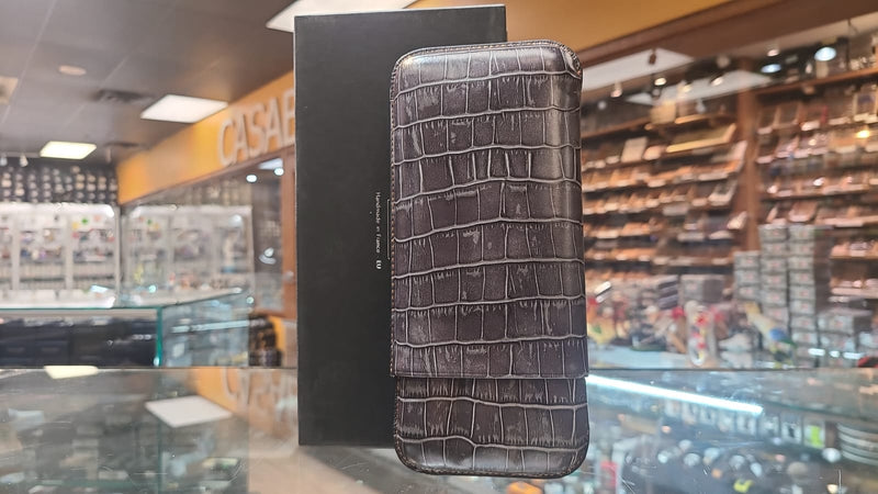 Siglo Crocodile Pattern 3 Cigar Dark Grey Case