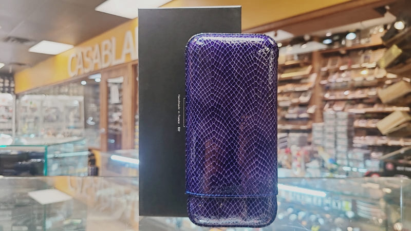 Siglo Lizard Pattern Indigo 3 Cigar Case