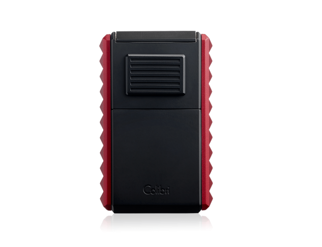 Quasar Astoria - Black + Red - World's First Triple-Jet Flame Lighter With Fold-Out Cigar Cutter