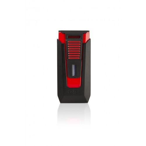 Slide - Matte Black + Red - Double-jet Flame Lighter with Cigar Punch